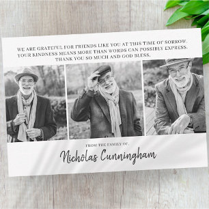 Memorial Three Custom Photo and Message Hartelijk Notitiekaartje