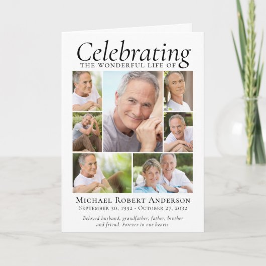 Memorial Tribution Photo Collage Keepomwille Bedankkaart (Voorkant)