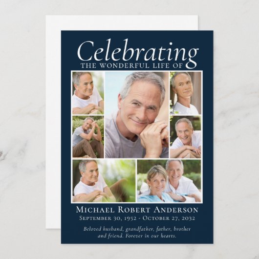 Memorial Tribution Photo Collage Keepomwille Bedankkaart (Voorkant / Achterkant)