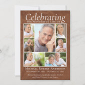 Memorial Tribution Photo Collage Leather Bedankkaart (Voorkant)