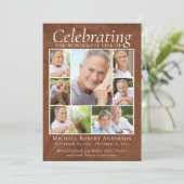 Memorial Tribution Photo Collage Leather Bedankkaart (Staand voorkant)