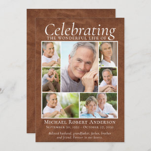 Memorial Tribution Photo Collage Leather Bedankkaart