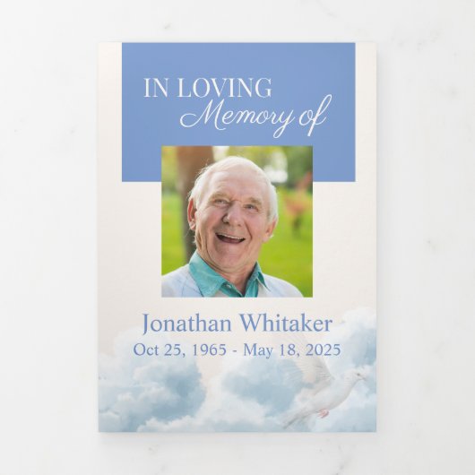 Memorial Trifold Funeral Template Drieluik Uitnodiging (Cover)