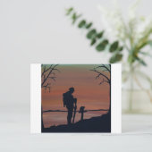Memorial, Veteranendag, silhouet soldaat bij graf Briefkaart (Staand voorkant)