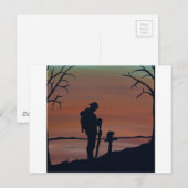 Memorial, Veteranendag, silhouet soldaat bij graf Briefkaart (Voorkant / Achterkant)