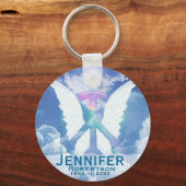 Memorial | Vrede en Angel Wings Sleutelhanger (Voorkant)