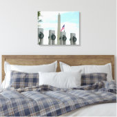 Memorial Washington Monument en WWII in DC Canvas Afdruk (Insitu (Slaapkamer))