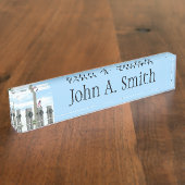 Memorial Washington Monument en WWII in DC Naambordje (Zijkant)