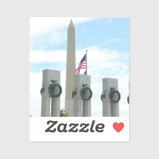 Memorial Washington Monument en WWII in DC Sticker (Vel)