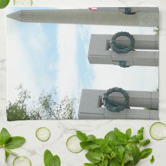 Memorial Washington Monument en WWII in DC Theedoek (Gevouwen)