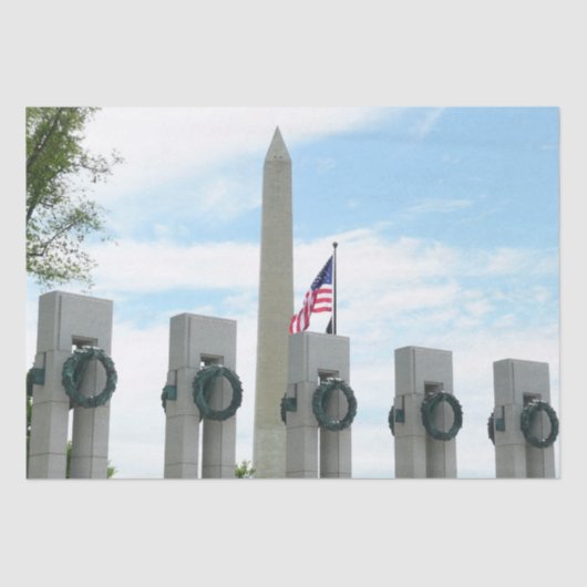 Memorial Washington Monument en WWII in DC Tissuepapier (Voorkant)