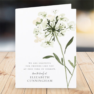 Memorial Waterverf Flower Botanicals Elegant Bedankkaart