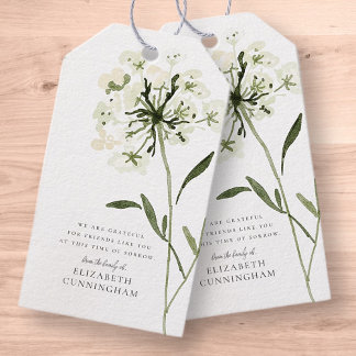 Memorial Waterverf Flower Botanicals Elegant Cadeaulabel