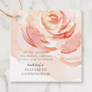 Memorial Waterverf Roos Flower Elegant Chic Bedankjes Labels