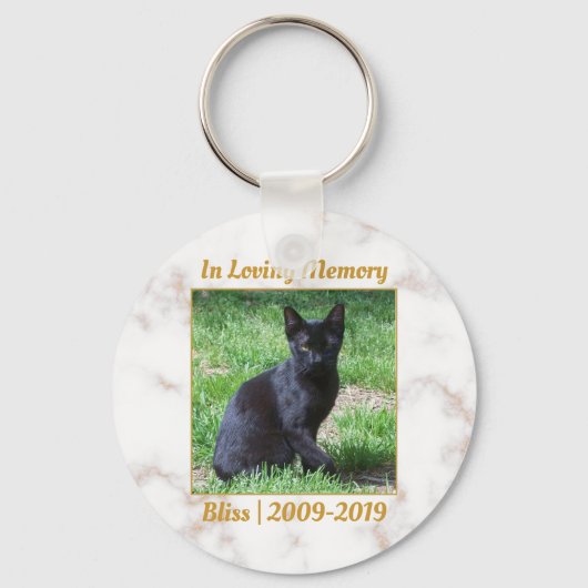 Memorial White en Gold Marble Sleutelhanger (Voorkant)