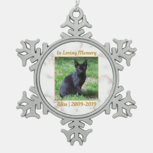 Memorial White en Gold Marble Tin Sneeuwvlok Ornament