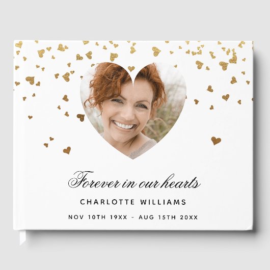 Memorial white gold hearts foto gastenboek (Voorkant)