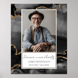 Memorial zwart en goud marmeren foto poster
