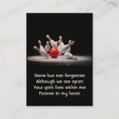 MemorialKeepsake for Bowling Bowler Visitekaartje (Achterkant)