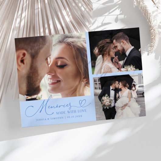 Memories Made With Love Wedding Icy Blue Photo Bedankkaart