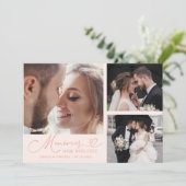 Memories Made With Love Wedding Peach Multi Photo Bedankkaart (Staand voorkant)