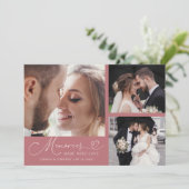 Memories Made With Love Wedding Pink Multi Photo Bedankkaart (Staand voorkant)