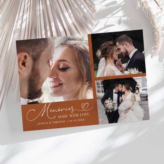 Memories Made With Love Wedding Terracotta Photo Bedankkaart