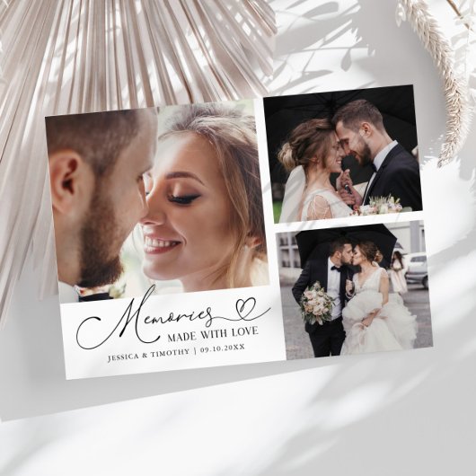 Memories Made With Love Wedding White Multi Photo Bedankkaart