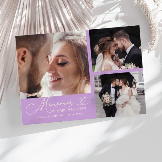 Memories Made With Love Wedding Wisteria Photo Bedankkaart
