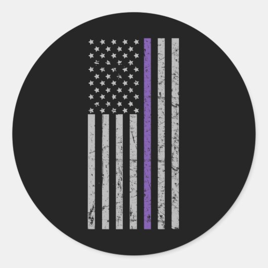 Memories Matter Alzheimer USA Vlag Paarse Strip Ronde Sticker (Voorkant)