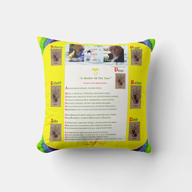 "Memories of Betty Karplus 1925-2021" Pillow Kussen (Voorkant)