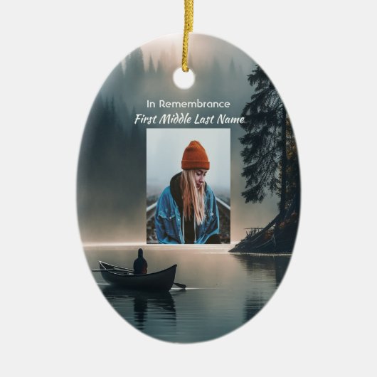  Memory Keepsake Wilderness Lake Canoe Keramisch Ornament (Voorkant)