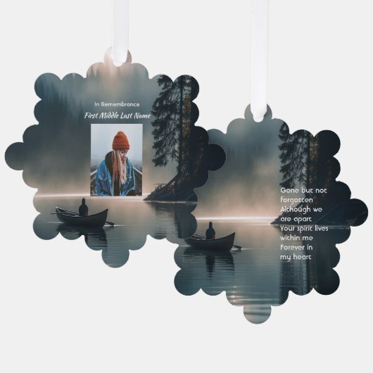 Memory Keepsake Wilderness Lake Canoe Ornament Kaart (Voorkant / Achterkant)