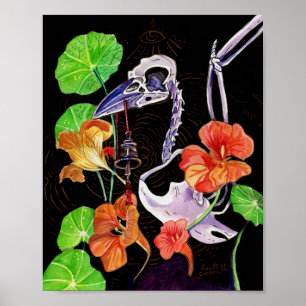 Memory Maps Autumn Vibes Raven Skeleton Poster