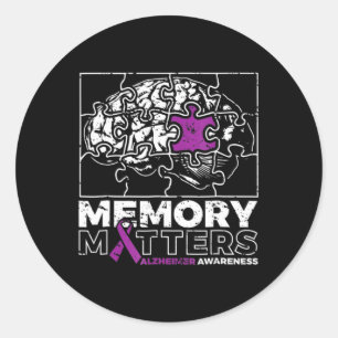 Memory Matter Paarse Lint Brain Puzzle Alzheimer Ronde Sticker