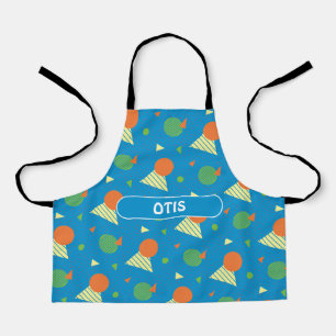 Memphis Blauw Groen Minimaal Patroon Schort