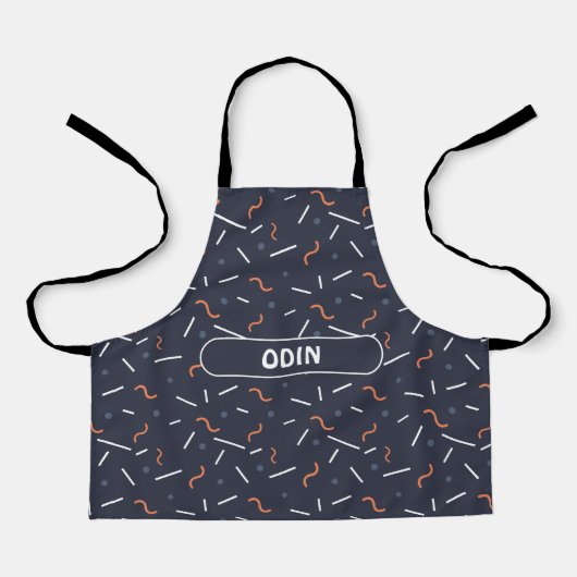 Memphis Blauw Sinaasappel Minimal Pattern Schort (Voorkant)