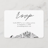 Memphis Bruiloft Minimalistische Schets RSVP Informatiekaartje (Voorkant)