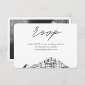 Memphis Bruiloft Minimalistische Schets RSVP Informatiekaartje (Voorkant / Achterkant)