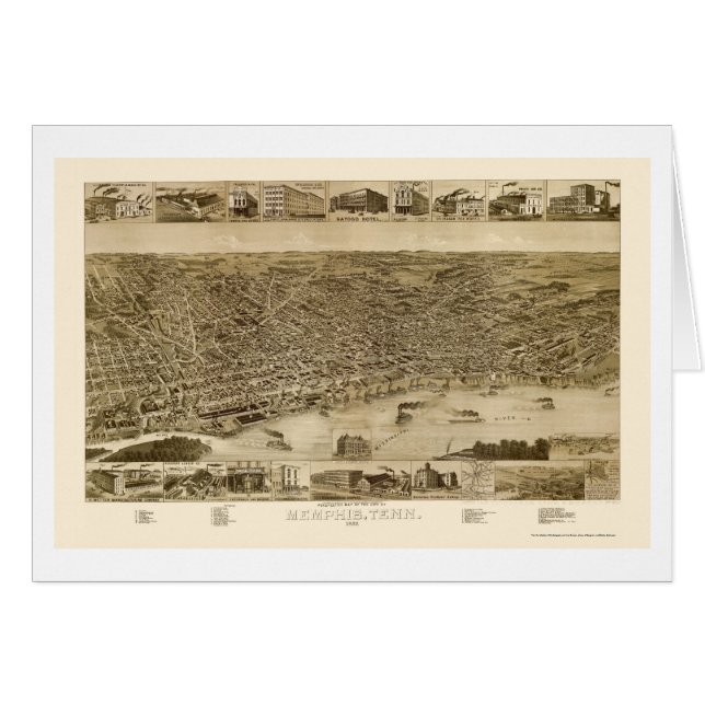 Memphis, carte panoramique de TN - 1887 (Devant horizontal)