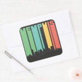  Memphis Cityscape Vierkante Sticker (Envelop)
