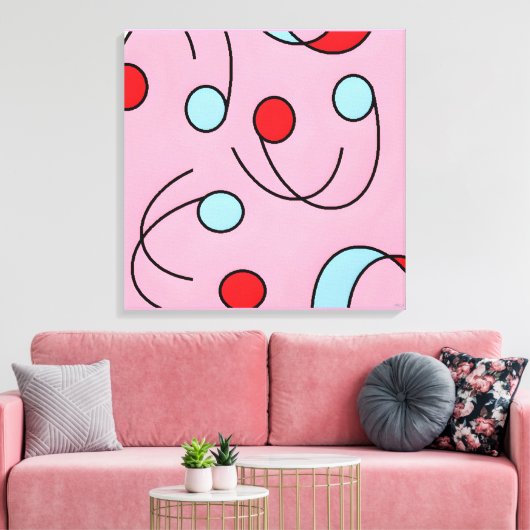 Memphis Design Drupes Canvas Afdruk (Insitu (Woonkamer))