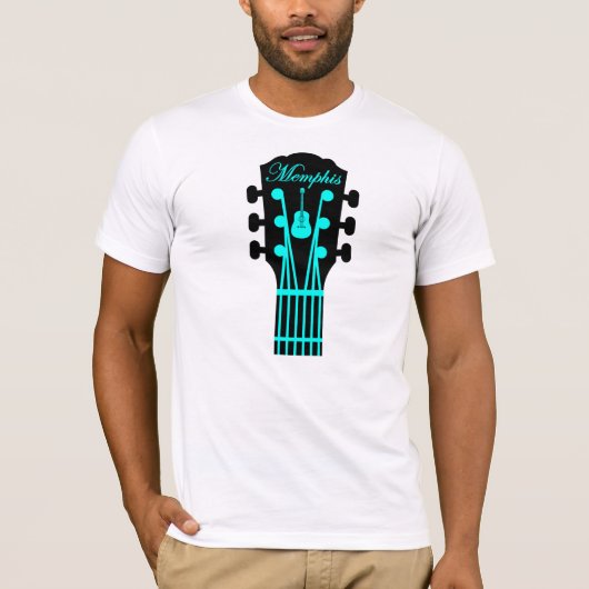 Memphis Guitar Aqua T-shirt (Voorkant)