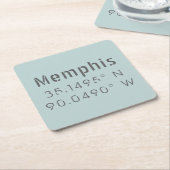 Memphis Latitude Lengtegraad Vierkante Kartonnen Onderzetter (Schuin)