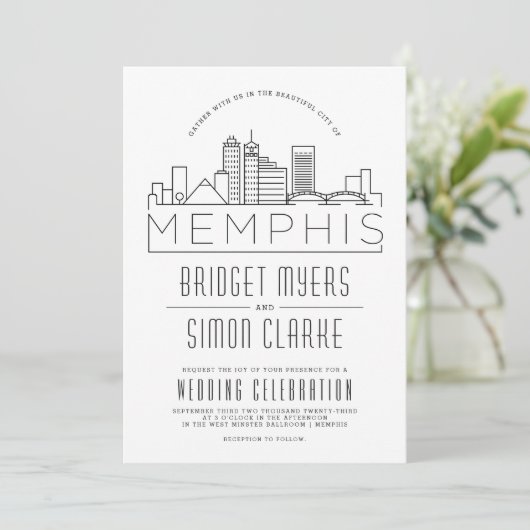 Memphis Mariage | Invitation Skyline stylisée (Debout devant)