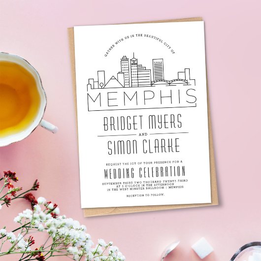 Memphis Mariage | Invitation Skyline stylisée