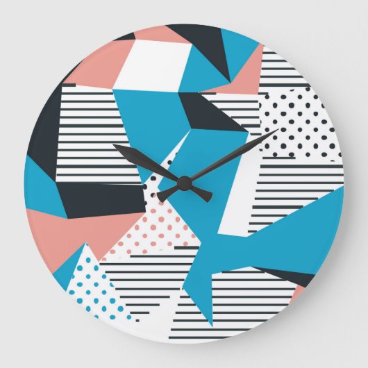 Memphis Pattern: Minimalistische Abstracte Trend Grote Klok (Voorkant)