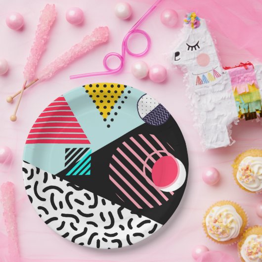 Memphis Pattern Papieren Bordje (Feest)