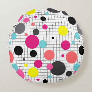 Memphis polka dots rond kussen