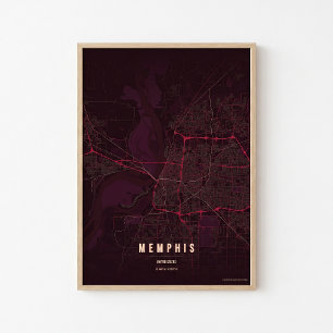 Memphis Ruby Kaart Afdruk Tennessee Poster Muurkun
